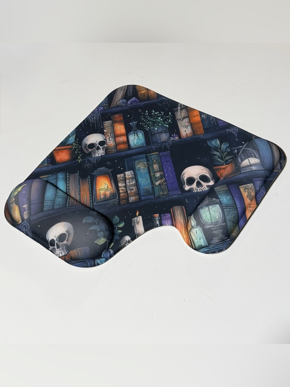 Gothic Bookshelf Ergonomic Mouse Pad with Dual Gel Wrist Rest 1" & 1.2" Height